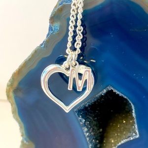 silver heart & initial charm necklace